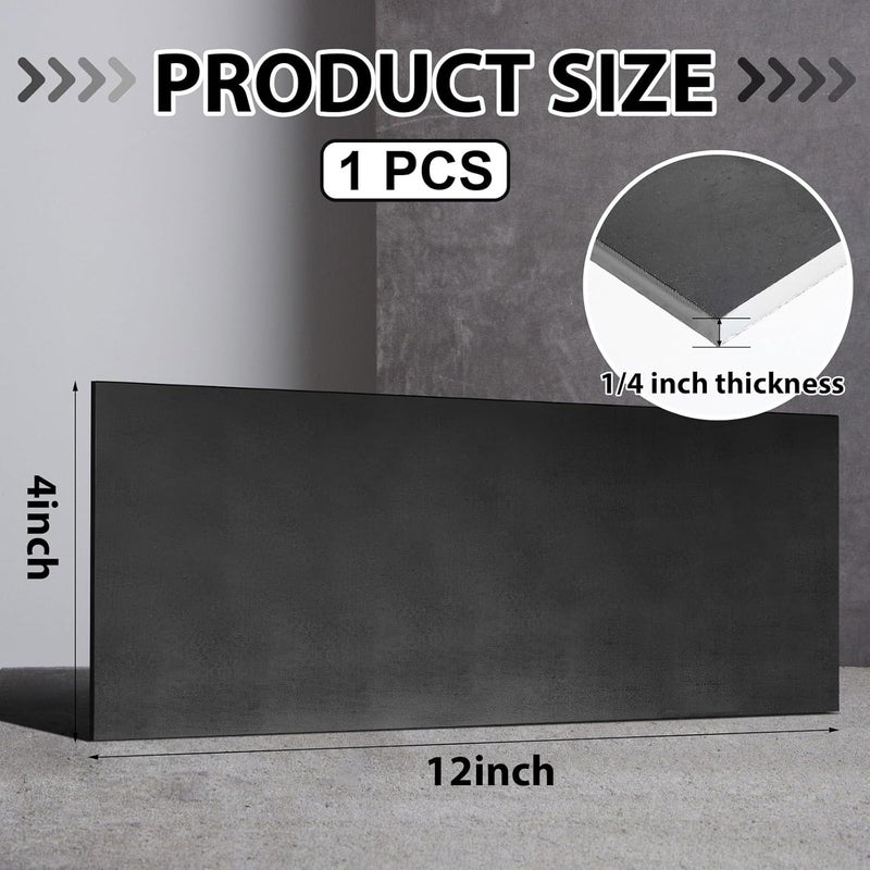 Photect 1 Piece 1/4 x 4 x 12 Inch Steel Plate Hot Rolled Steel Flat Bar A36 Plate Sheet Weldable Metal Sheet Raw Materials for Cutting Industrial Base - Image 2